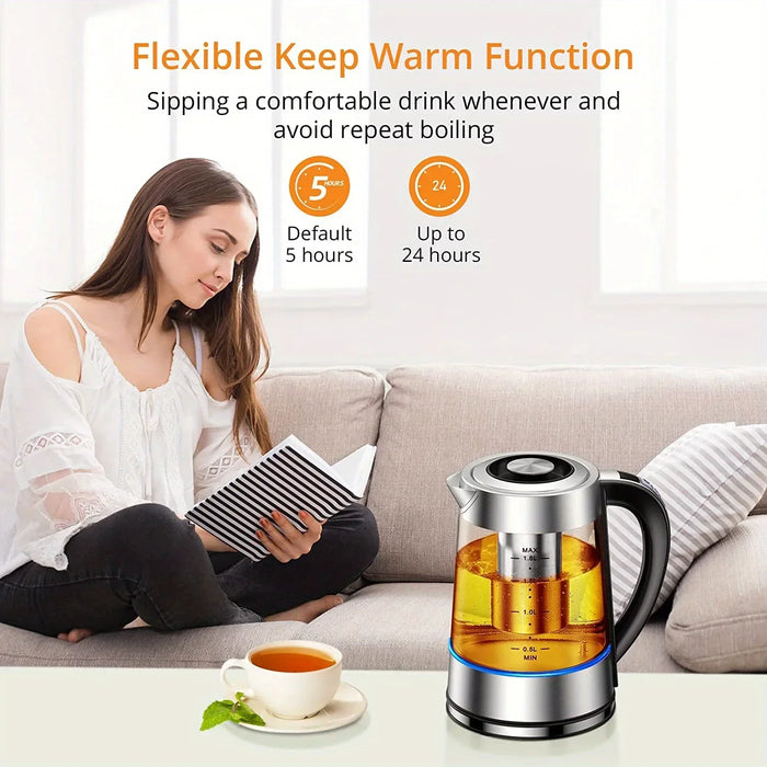 1.8L Electric Kettle with 12 Temps and 24H Keep Warm