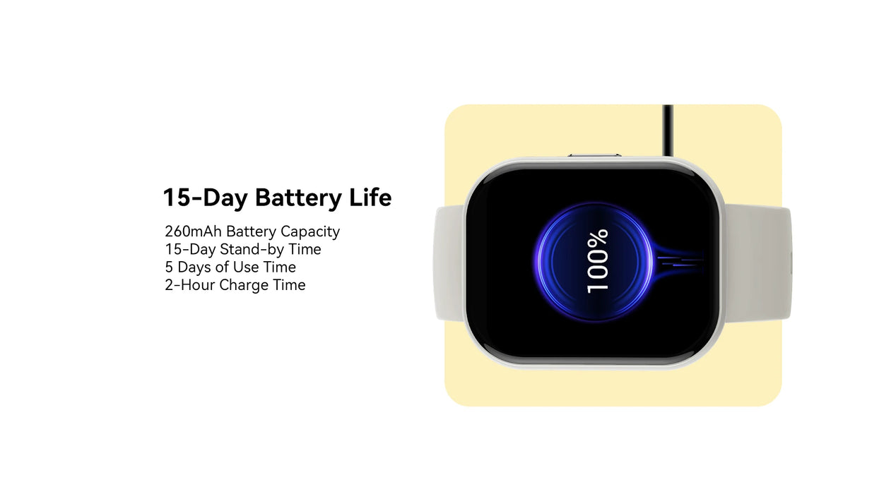 Smart Watch Waterproof with 15-Day Battery and Bluetooth Calling for active lifestyles
