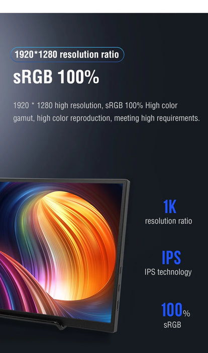 10.5-Inch Portable Monitor 1280P HDR Display for Laptop or Console