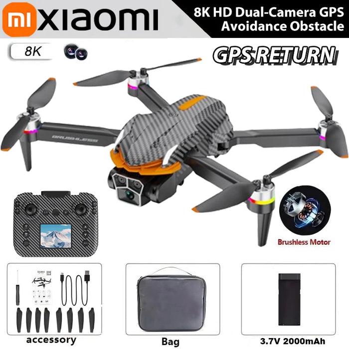 Folding Brushless Drone with Triple 8K Camera, Obstacle Avoidance, Black