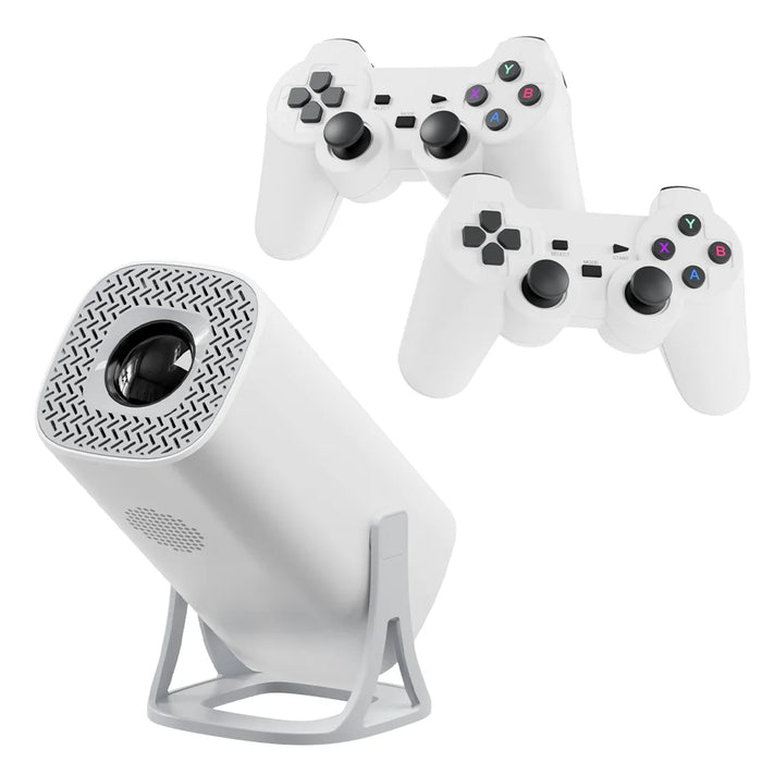 Portable Gaming Projector Android 11 64GB with Wireless Controller and Dual WiFi AU Plug high definition output gaming projector with 4K Ultra HD TV video support and preloaded 64GB TF card for endless entertainment options