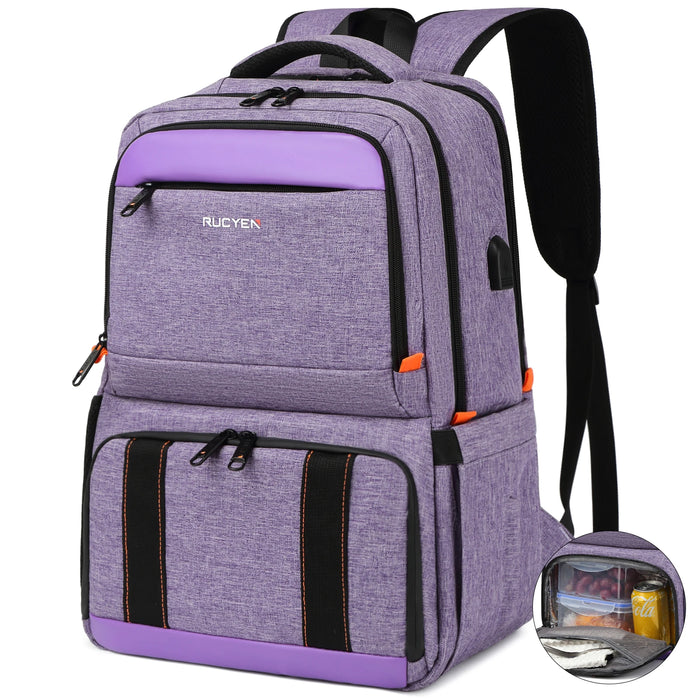 156-inch Insulated Lunch Backpack Cooler Bag in Purple for Picnics and Travel