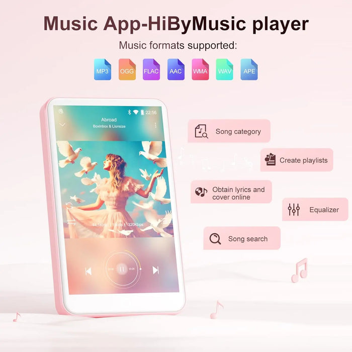 80GB MP3 Player Android 9 with Touchscreen, Bluetooth, WiFi, and FM Radio functionality