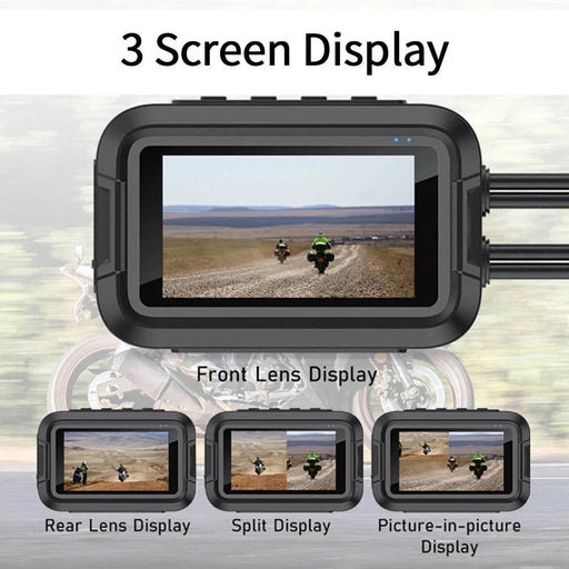 Dual 1080P Motorcycle DVR waterproof dash cam with WiFi and GPS (128GB) rear camera AHD 1080P