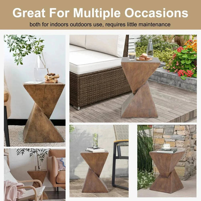 Modern lightweight concrete accent table with geometric design for indoor or outdoor use