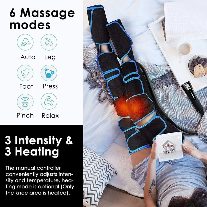 Full-leg coverage air compression massager for improved circulation