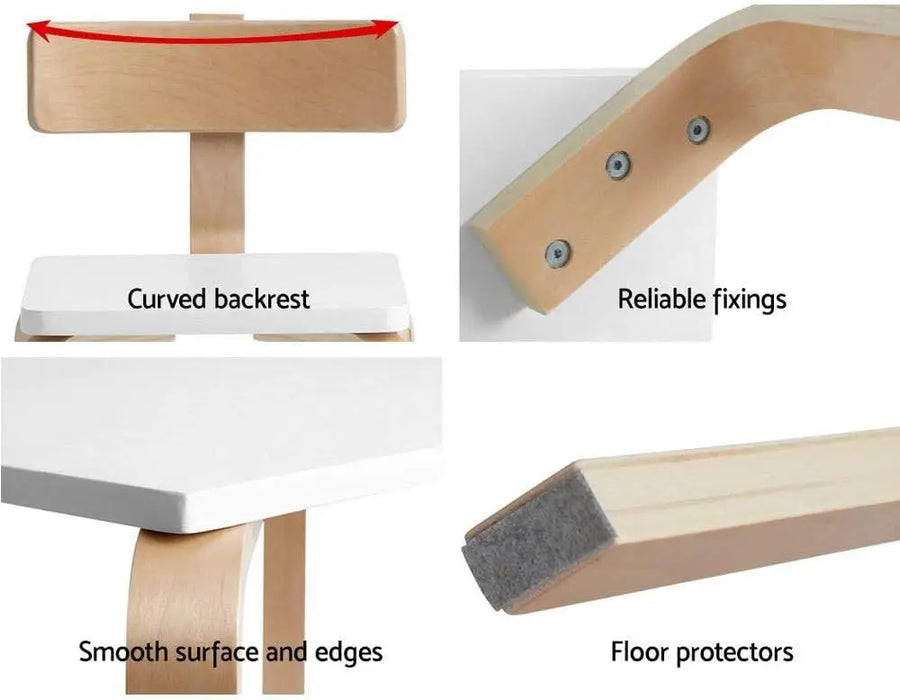 Birch Plywood 5-Piece Table and Chair Set Smooth Edges, Floor Protectors