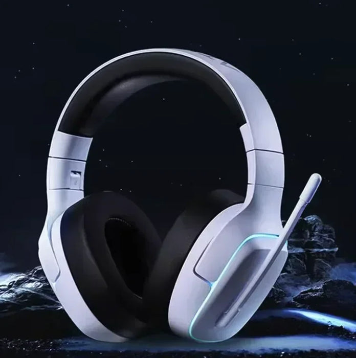 Wireless Gaming Headset White with Mic and Noise Reduction