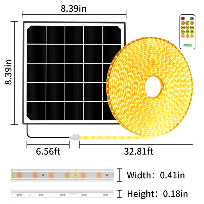 Outdoor Solar LED Strip Lights 10m Waterproof