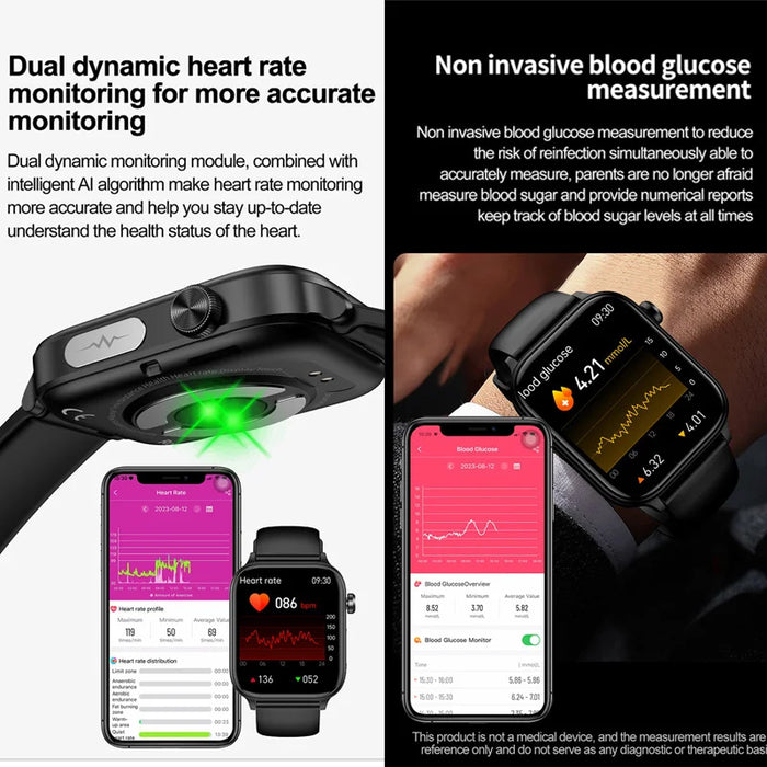 1.96” AMOLED Smartwatch with ECG and Blood Sugar Monitor