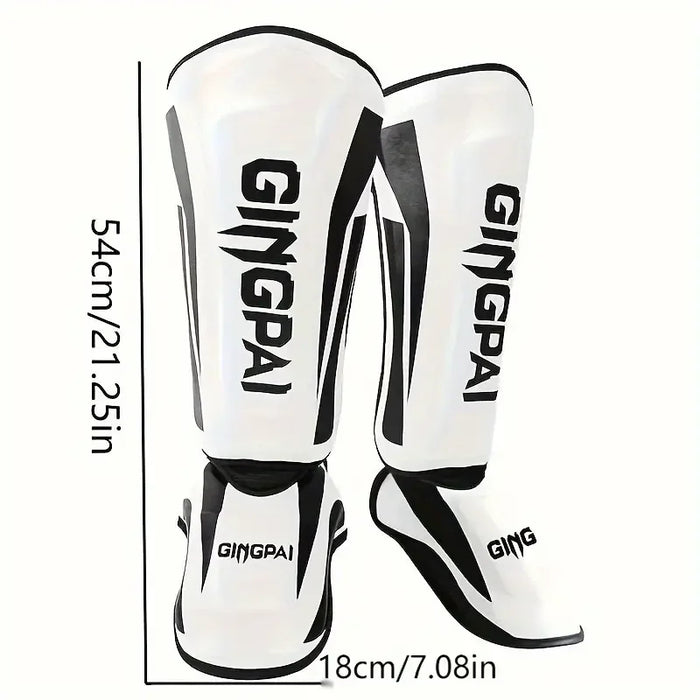 Muay Thai Leg Guard Black Large Shin Protection Kickboxing Gear for Training and Sparring