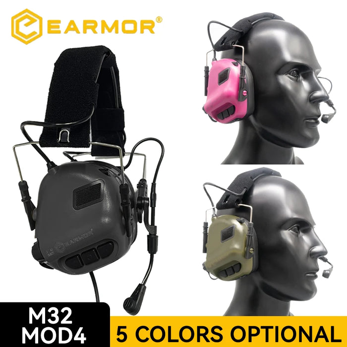 Tactical Aviation Shooting Headset with Active Noise Cancellation (Grey)
