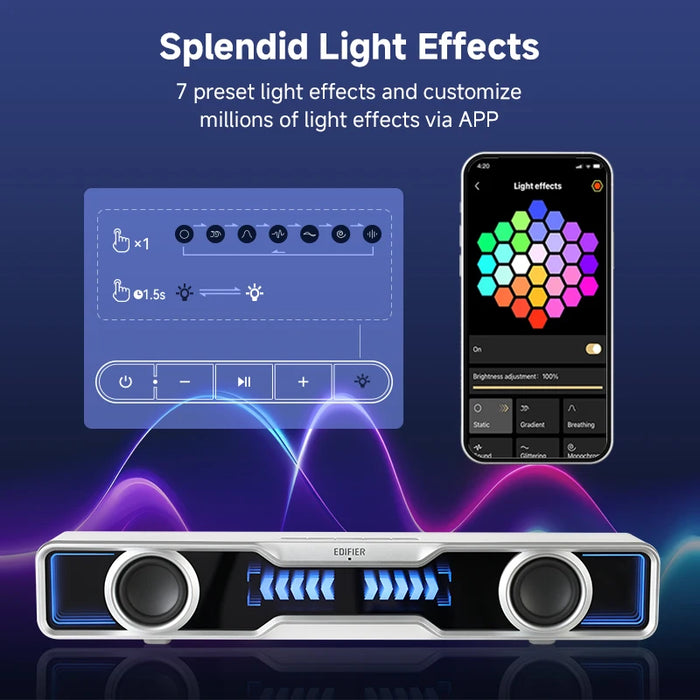 Mini Bluetooth Soundbar with Subwoofer RGB and Mic