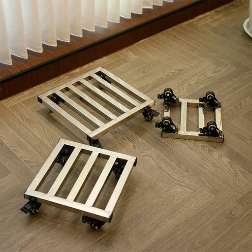 Stainless steel transport trolley with brake and casters, 200KG capacity, 50x50CM