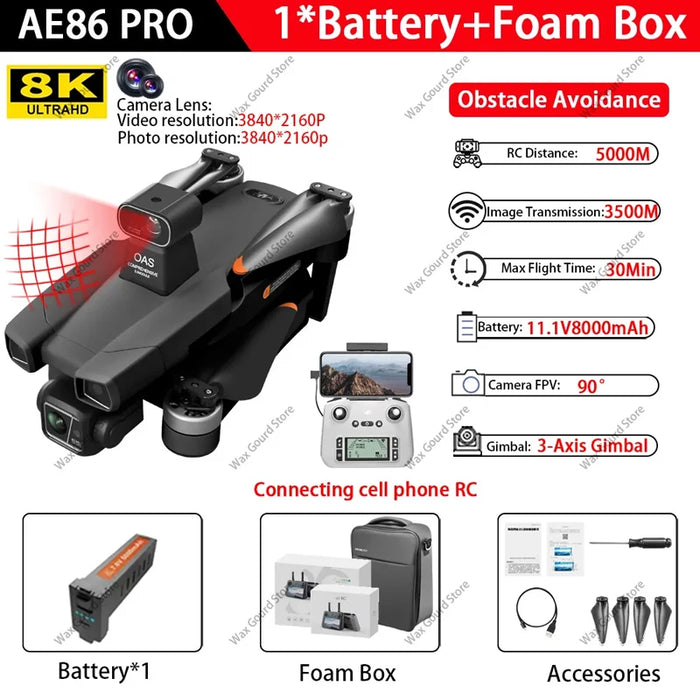 Brushless 8K Drone with Obstacle Avoidance and 8KM Range