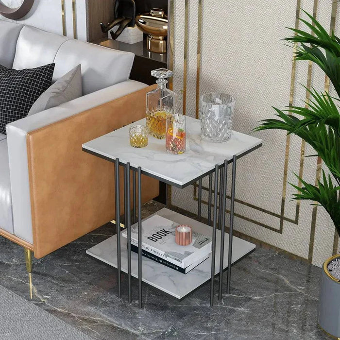 Minimalist modern coffee table with ample storage for books, magazines, and decorative items