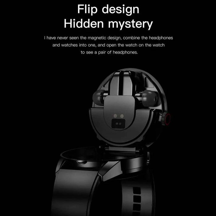 Smart Watch with Earbuds IP67 Waterproof Sports Health Tracker (black belt) - FLUXA