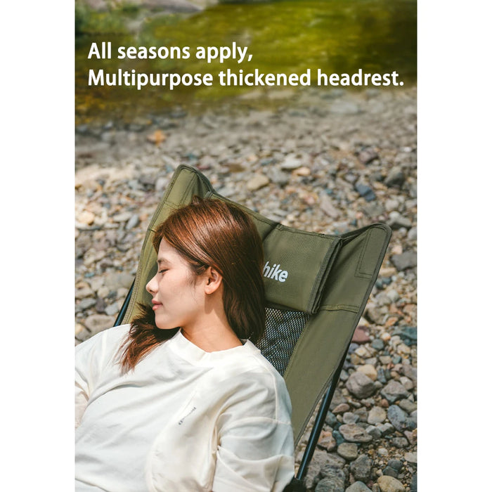 Portable Outdoor Camping Recliner Chair with Pillow – Hiking Green, 3-Position Adjustable