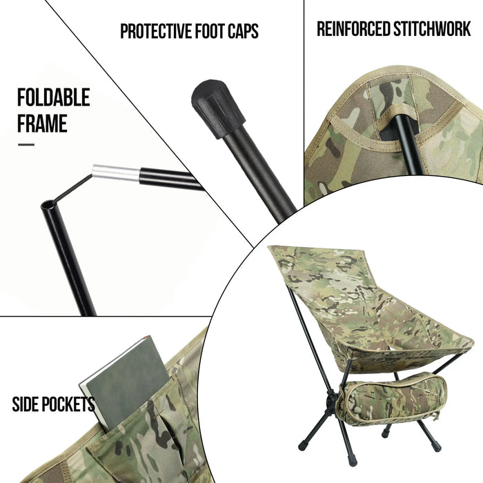 Folding Outdoor Chair with Side Pockets for BBQ & Gardening