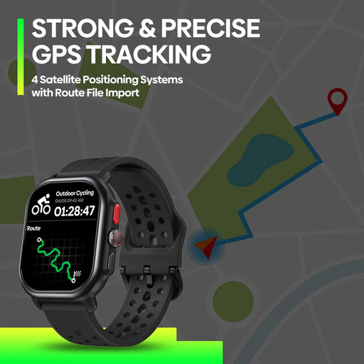 Durable zinc alloy case with Corning® Gorilla® Glass protection and 24-hour health tracking including heart rate, SpO2, sleep monitoring, and stress tracking