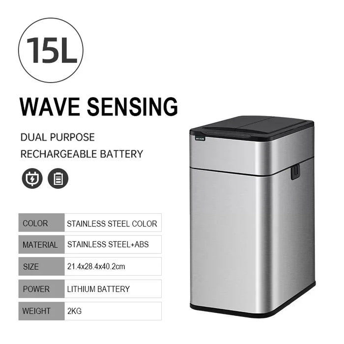 15L Automatic Kitchen Waste Bin – Touch-Free, Waterproof, Odor Control