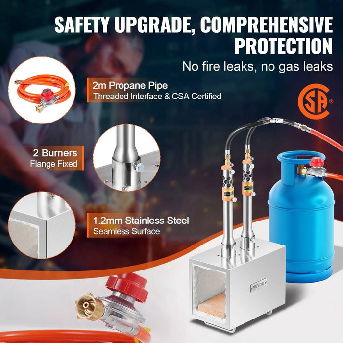 Durable stainless steel blacksmithing gas forge for metalworking projects