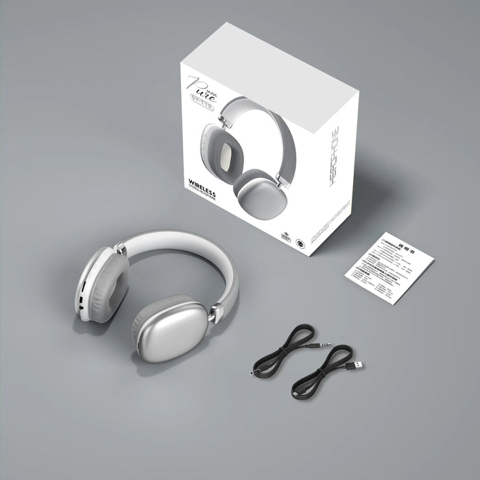 SY-T10 Silver Wireless Headphones with ANC & 20H Battery Life