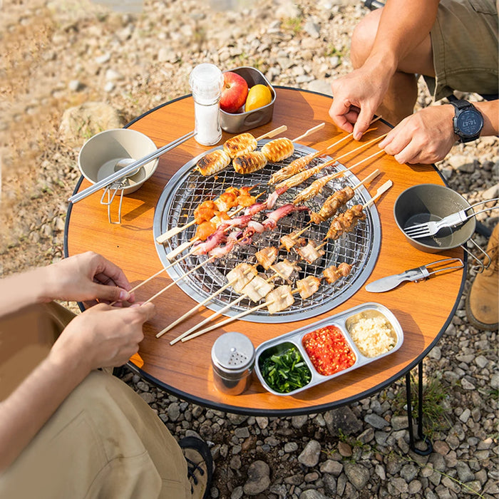 Black Foldable Fire Basin Table for Outdoor Use