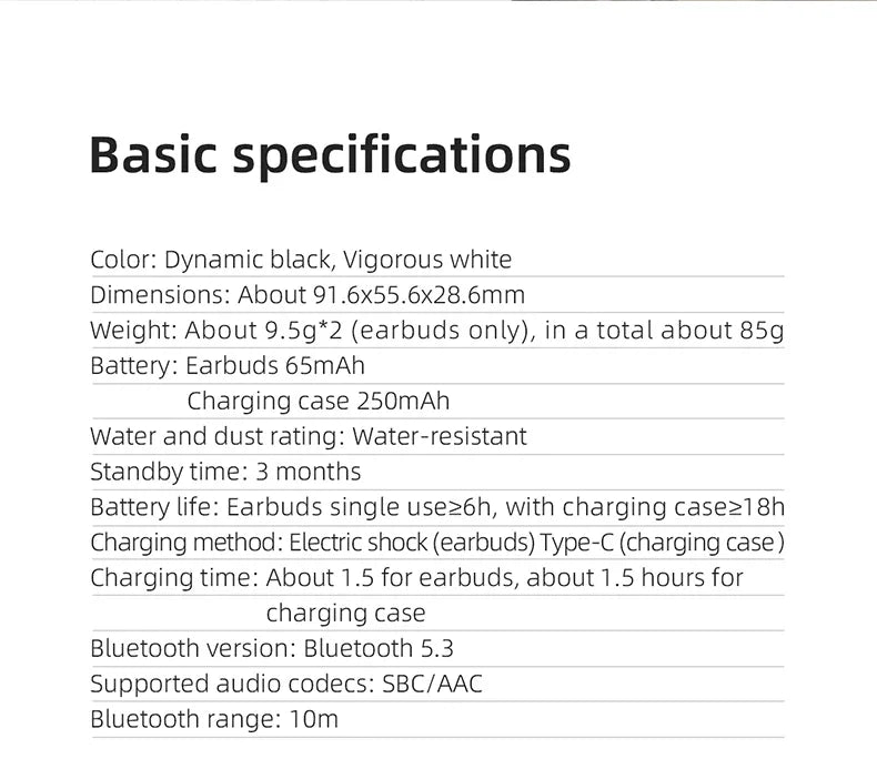 White TWS Waterproof Open-Ear Earphones for Sports & Gaming with Charging Case