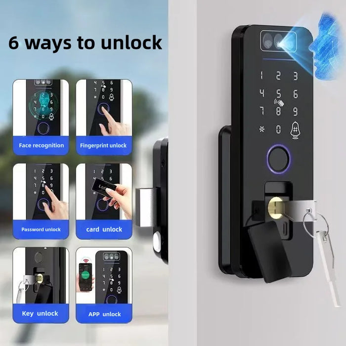 Outdoor Waterproof Smart Lock with Face, Fingerprint & App Access - Face NO App 1BAT