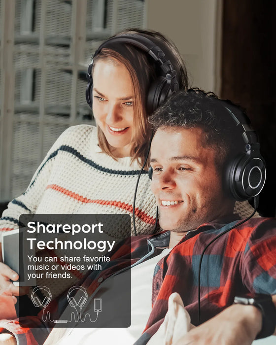 Studio Monitor DJ Headphones with Detachable Cables & Mic Blue