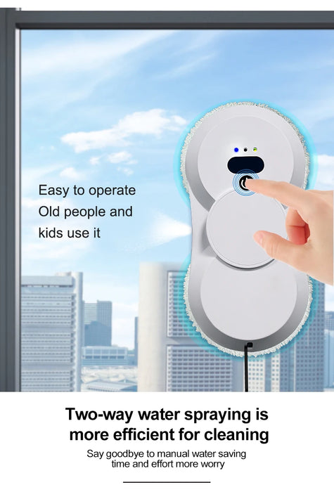 Sleek and Compact Robot Vacuum Window Cleaner with Remote Control in Operation
