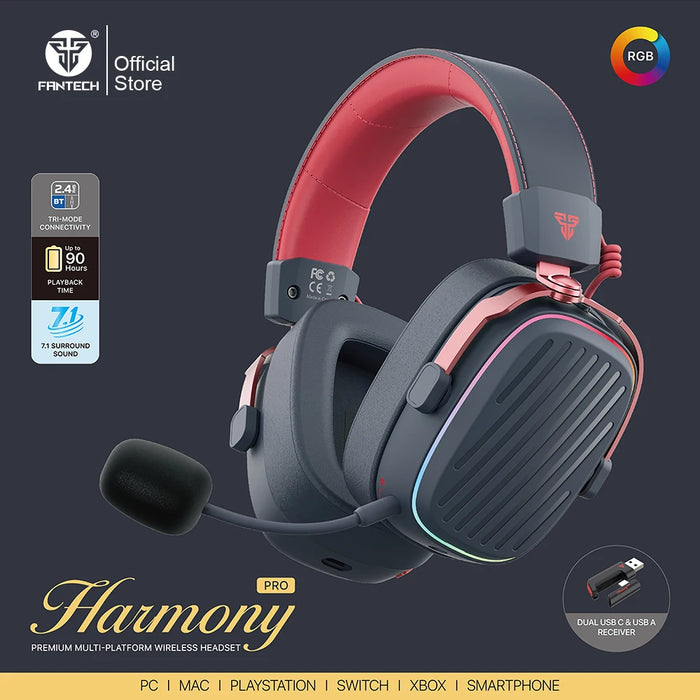 Wireless Noise Cancelling Headset with Detachable Mic