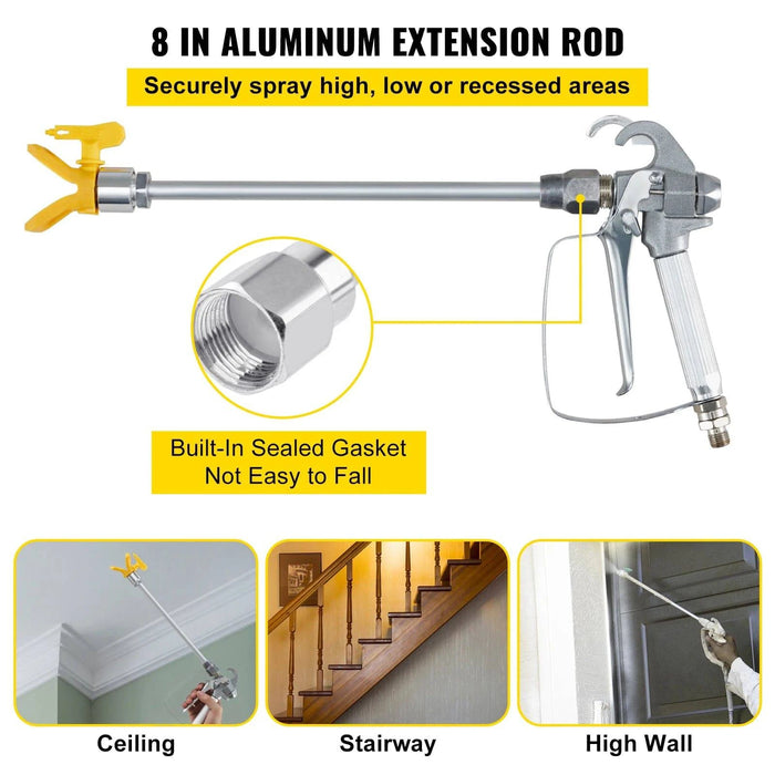 50ft Airless Paint Spray Hose Kit, 3600 psi High Pressure, Fiber Tube, 8-inch Rod Pole, Includes 517 Tip & Guard