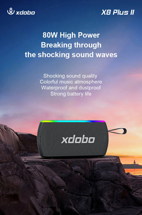 Wireless 80W Bluetooth Speaker IPX6 Waterproof RGB Lighting