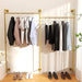 Wall-Mounted Industrial Pipe Clothes Rack with Double Tiers in Gold Finish