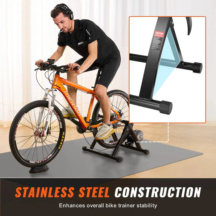 Fluid bike trainer stand for 26-29 inch wheels with noise reduction and magnetic motor