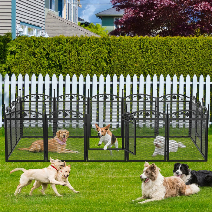 Black Metal Pet Fence – Indoor Outdoor 8-Panel Playpen