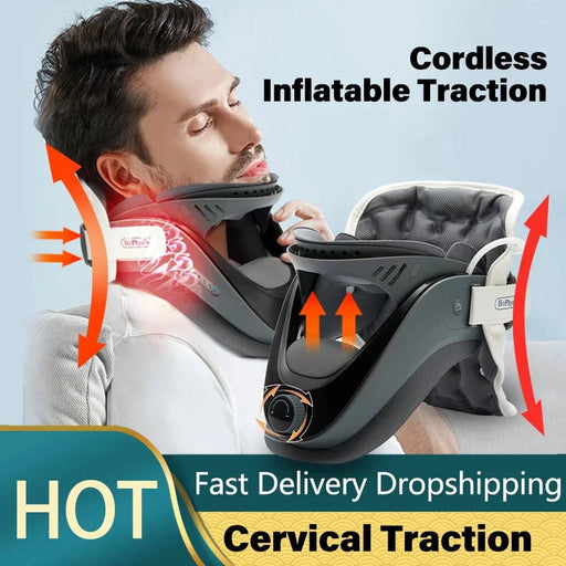  Black Adjustable Neck Brace with Wireless Design 