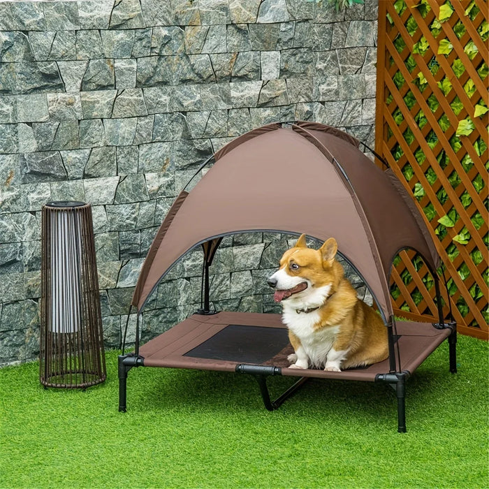 Portable Outdoor Pet Cot with Canopy Waterproof Sunshade, Durable Steel Frame, Foldable Design