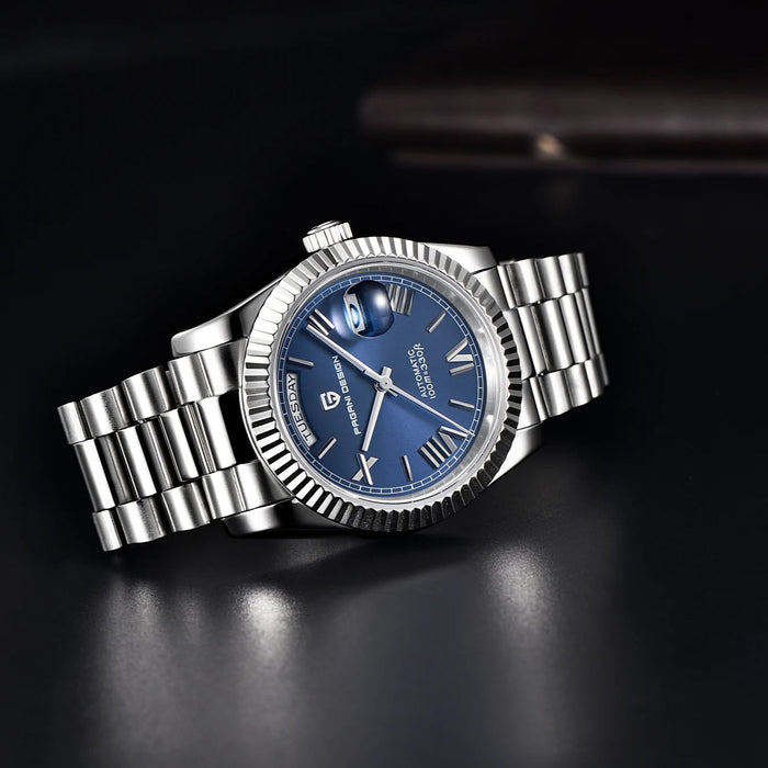 Stainless Steel Self-Winding Watch with Date Display