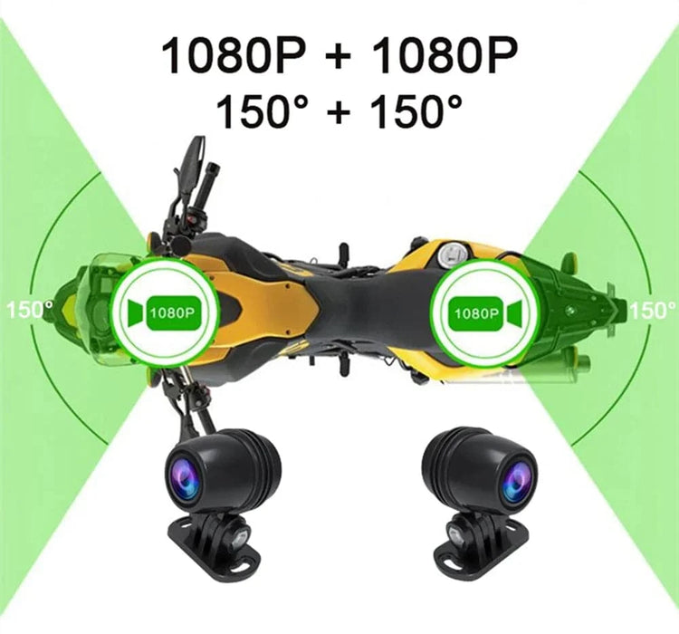 Dual 1080P Motorcycle DVR waterproof dash cam with WiFi and GPS (128GB) DVR host unit 128GB