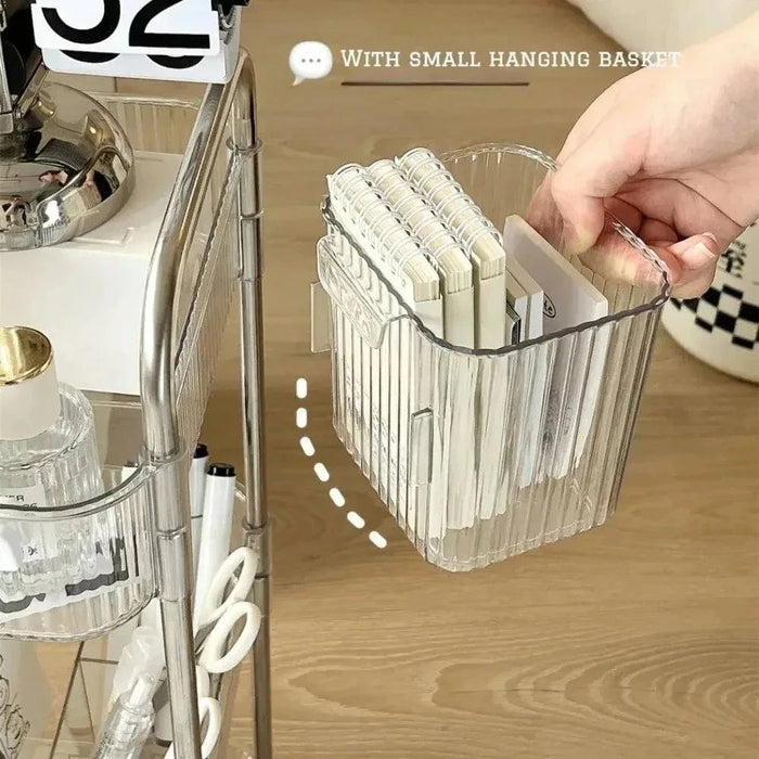 Transparent 4-Layer Acrylic Mobile Storage Rack for Books and Reading Materials
