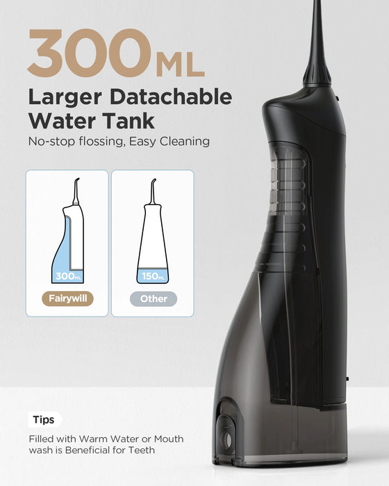 Cordless water dental flosser with portable oral irrigator in white
