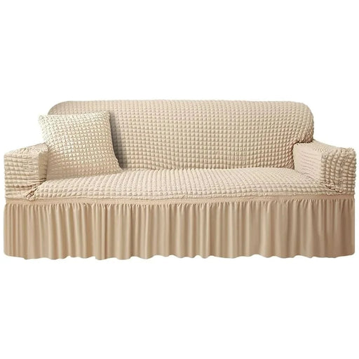 Upgrade your living space with this Plaid Seersucker Stretch Sofa Cover, adding style and protection to your furniture