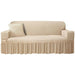 Upgrade your living space with this Beige Plaid Seersucker Stretch 2 Seater Sofa Cover, offering both style and protection for your furniture