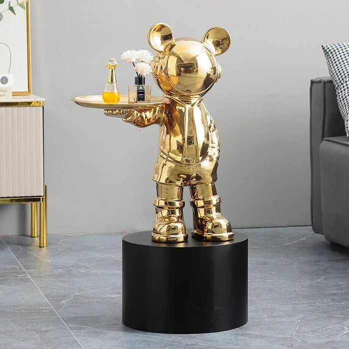 Large Astronaut Statue with Tray Luxury Electroplated Ceramic Home Decor, 53cm