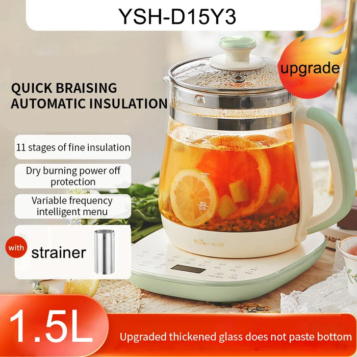 1.5L Electric Glass Kettle with Strainer & Auto-Off