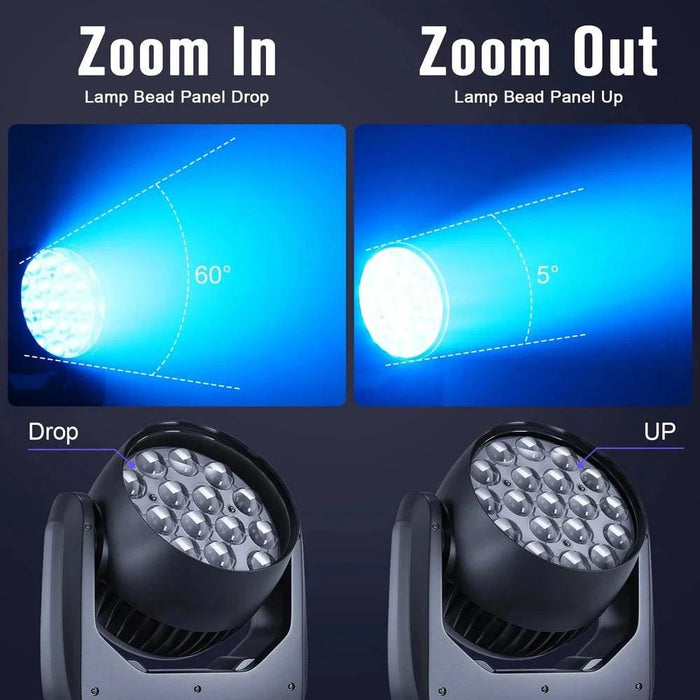 300W RGBW DMX512 LED Moving Head Light 4-in-1 DJ Disco Party Light in action at a club event