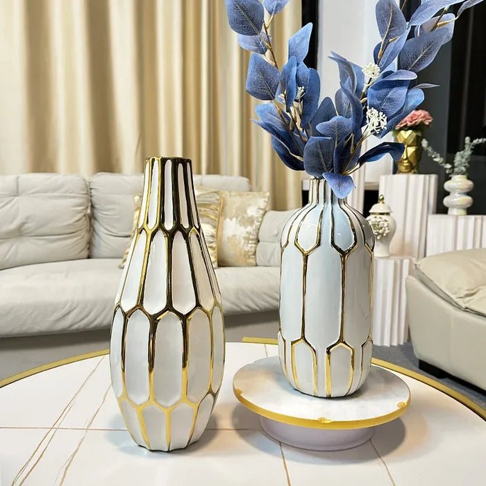 Modern Ceramic Vase 30cm – Electroplated Light Luxury Decor Piece